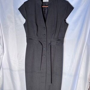 Calvin Klein Dark Gray Cap-Sleeve Midi Sheath Dress